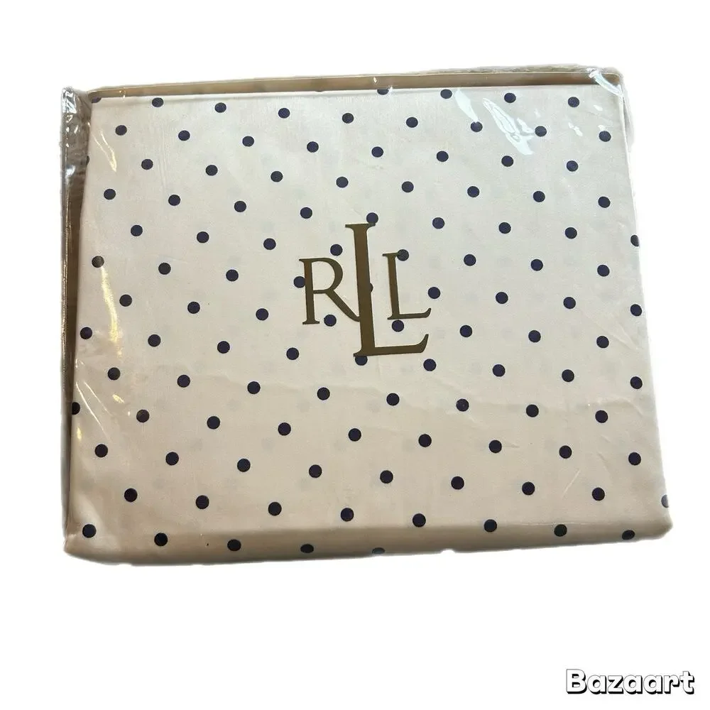 Lauren Ralph Lauren Barrymore KING Fitted Sheet Xtra Deep Pocket USA Navy Cream